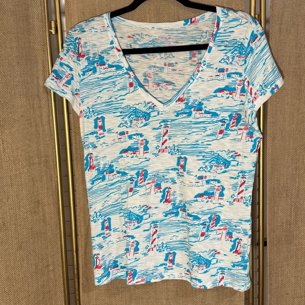 Lilly Pulitzer Lighthouse V-Neck TShirt